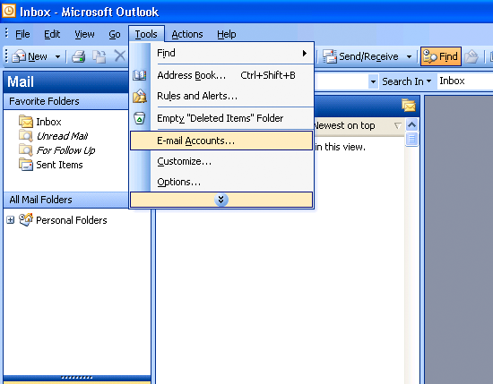 how to add email to outlook 2003