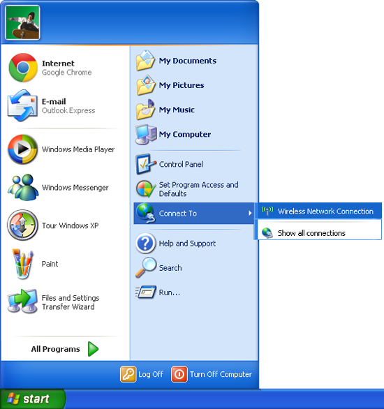 start menu windows xp